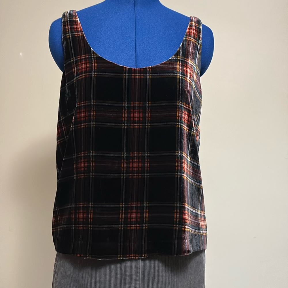 J.Crew Velvet Tartan Tank-NWOT